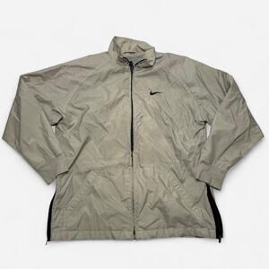 Vintage Nike Beige Zip Jacket Y2K Block Logo Swoosh Youth L Fits Men XS-S